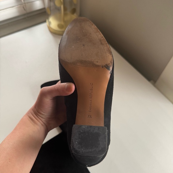 Banana Republic Tall Suede Black Knee-High Women's Boots Slouchy Style 7.5 - Picture 10 of 16